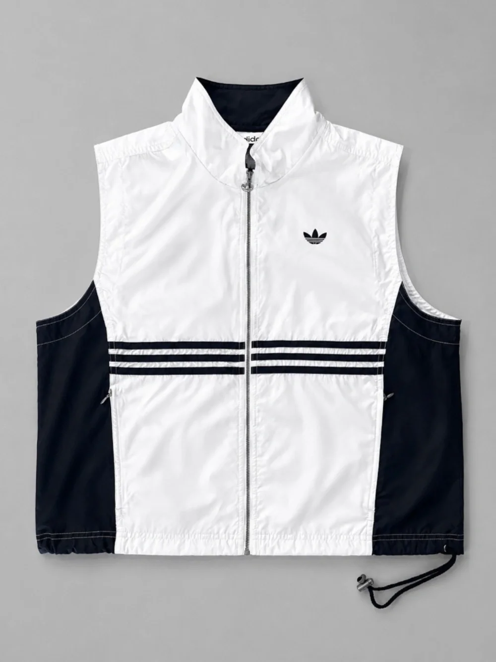 Vintage adidas Originals Trefoil Full Zip Windbreaker Vest White Black | Size XL
